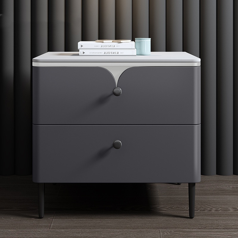 Solid Wood Nightstand 2 Drawers - Comodino Moderno in Legno Massello con