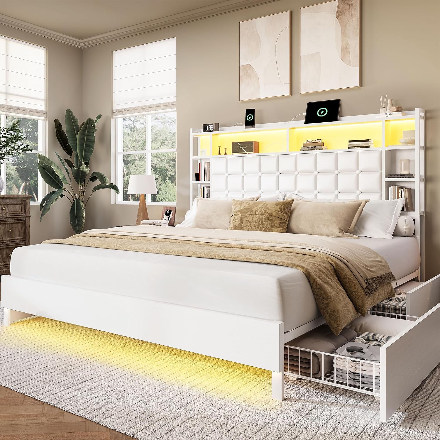 Struttura letto in legno, dime - King Size Bed Frame With Storage Drawers recensione e prezzo