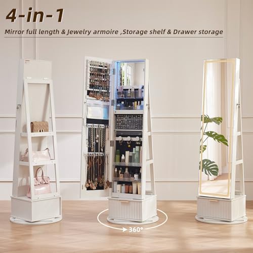 Fluted 360 °   Armadio Portagi - Full Length Mirror Jewelry Armoire recensione e prezzo