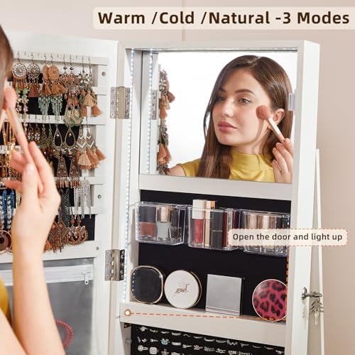 Fluted 360 °   Armadio Portagi - Full Length Mirror Jewelry Armoire recensione e prezzo