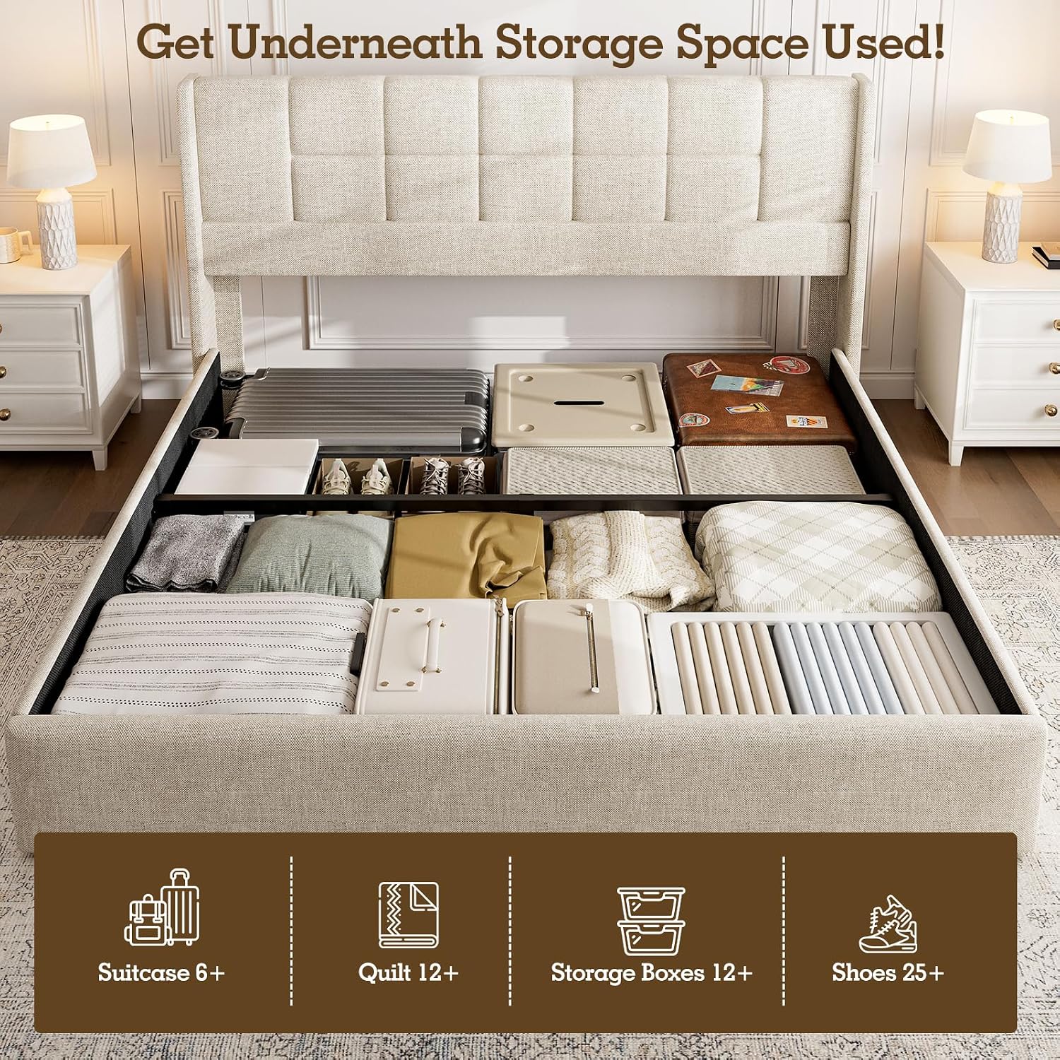 Struttura letto king size con  - Gas Lift Storage Bed Hydraulic recensione e prezzo