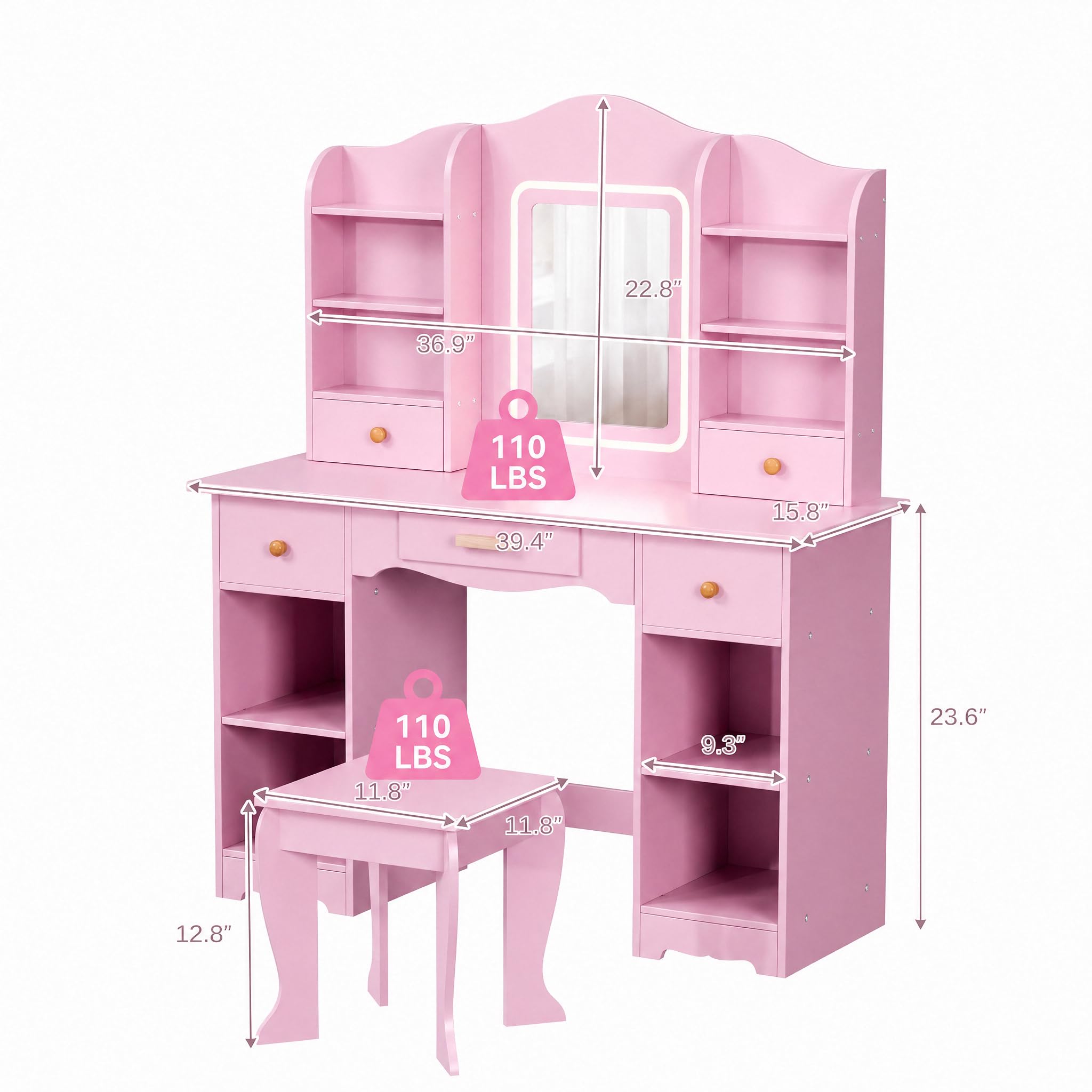 Toeletta per Bambini con Luci  - Dressing Table Vanity With Lighted Mirror recensione e prezzo