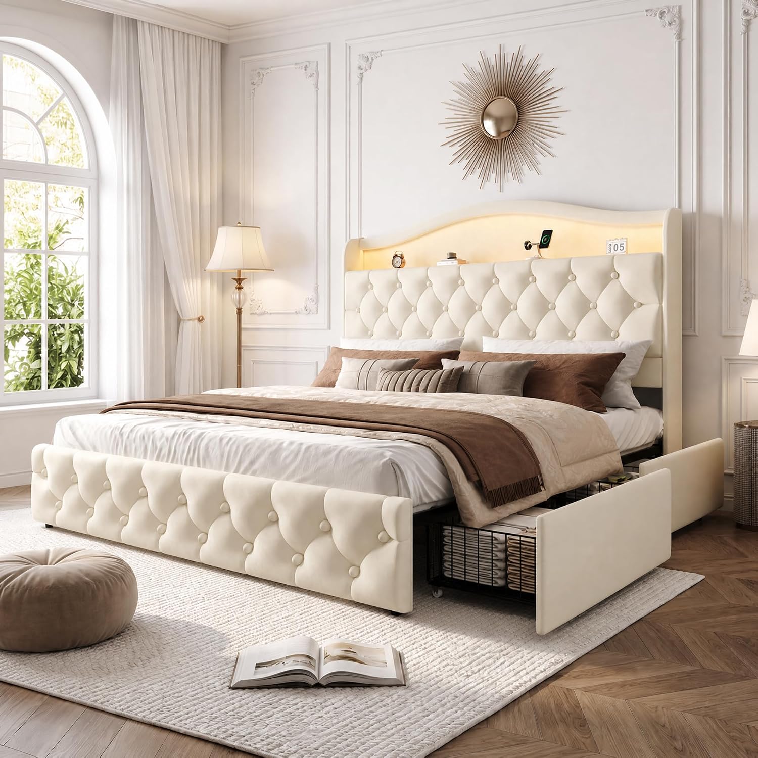 Letto a piattaforma King Size  - King Size Bed Frame With Storage Drawers recensione e prezzo